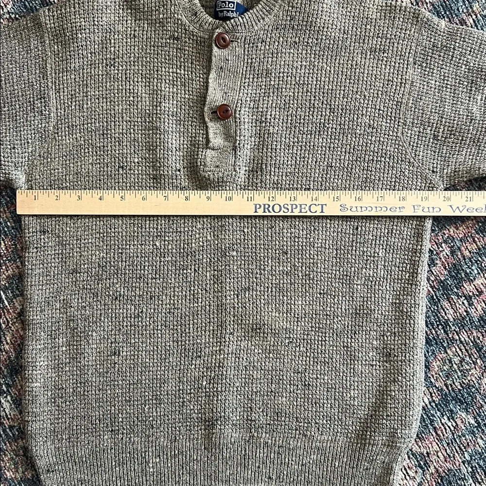 Polo Ralph Lauren Men's Large Beige Crewneck Sweater with Button Detail vintage